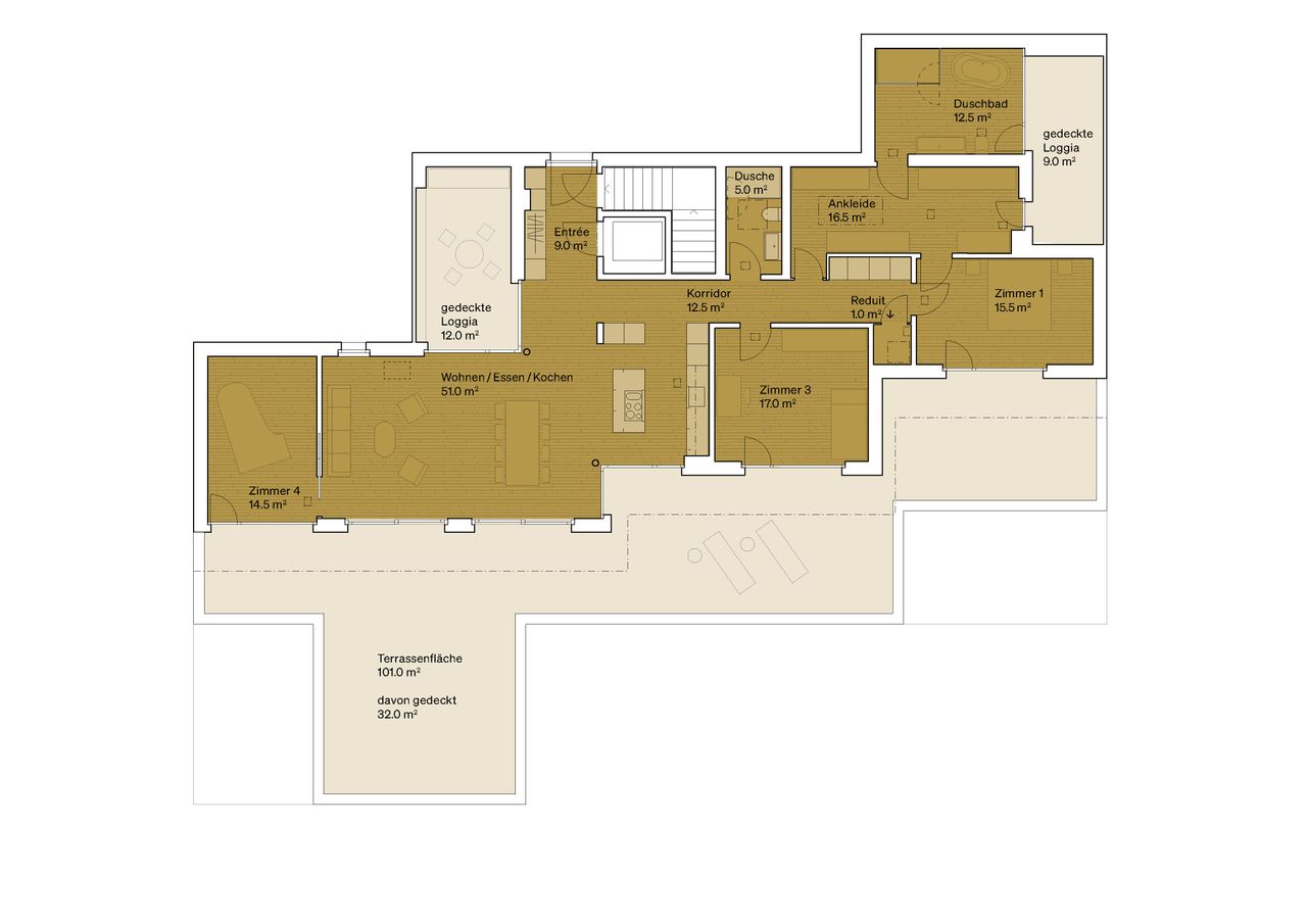 solea - Attikawohnung Haus 38 - 4.5 Zimmer Layout