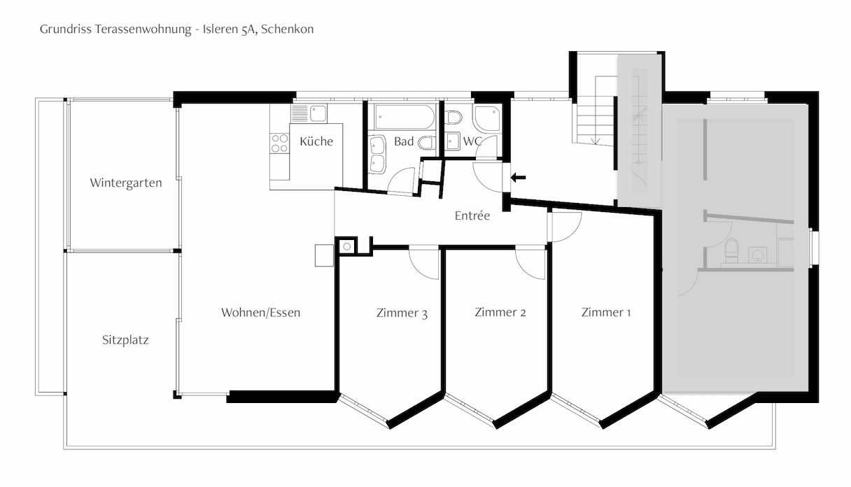 Grundriss Terassenwohnung - Isleren 5A